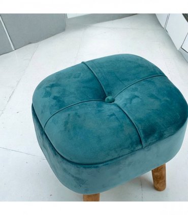 AcaciaHome Stylish & Durable Living Velvet Ottoman Footstool with Lift-Up Storage, Round Design, Traditional Pattern, Comfortable Medium Firmness for Living Room, Office or Lounge (Blue, Round)