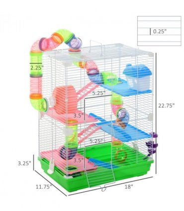Hamster Cage 18" L x 11.75" W x 22.75" H (Without Tube and Water Bottle)