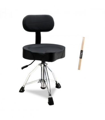 Drum Throne with Backrest, Hydraulic Drum Stool Adjustable Height, Heavy Duty Hydraulic Drum Seat Saddle Design for Drummers Black