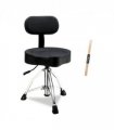 Drum Throne with Backrest, Hydraulic Drum Stool Adjustable Height, Heavy Duty Hydraulic Drum Seat Saddle Design for Drummers Black