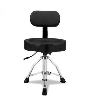 Drum Throne with Backrest, Hydraulic Drum Stool Adjustable Height, Heavy Duty Hydraulic Drum Seat Saddle Design for Drummers Black