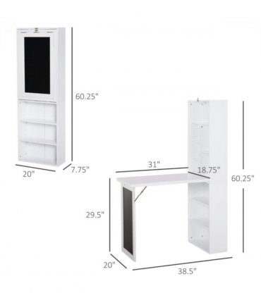 Wall Mount Desk Cabinet  38.5" W x 20" D x 60.25" H