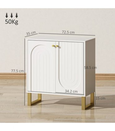 HOMCOM Sideboard with Adjustable Shelves & Doors for Living Room, White