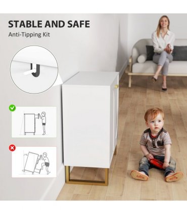 HOMCOM Sideboard with Adjustable Shelves & Doors for Living Room, White