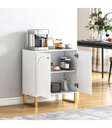 HOMCOM Sideboard with Adjustable Shelves & Doors for Living Room, White