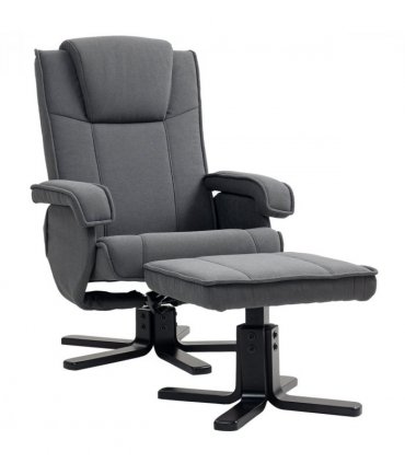 HOMCOM Rocker Swivel Recliner Chair with Footstool, Velvet Upholstered