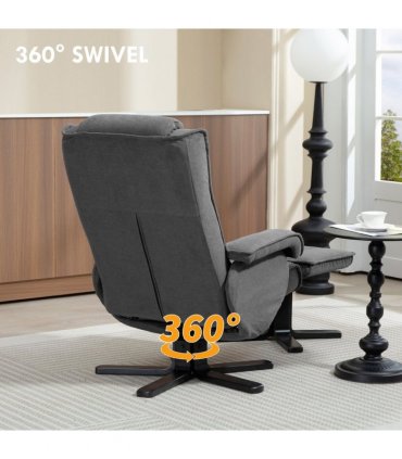HOMCOM Rocker Swivel Recliner Chair with Footstool, Velvet Upholstered