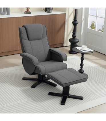 HOMCOM Rocker Swivel Recliner Chair with Footstool, Velvet Upholstered