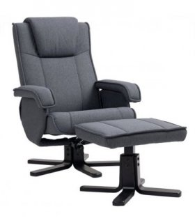 HOMCOM Rocker Swivel Recliner Chair with Footstool, Linen Upholstered