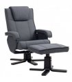 HOMCOM Rocker Swivel Recliner Chair with Footstool, Linen Upholstered