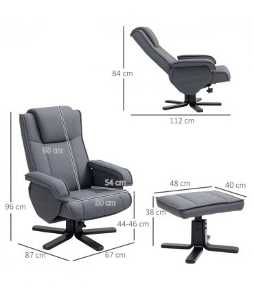 HOMCOM Rocker Swivel Recliner Chair with Footstool, Linen Upholstered