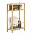 HOMCOM Slim Side Table, End Table with Tempered Glass Tabletop, Gold