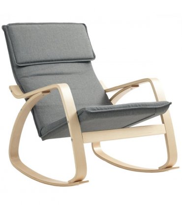 HOMCOM Comfortable Relax Rocking Chair with High Back, Grey