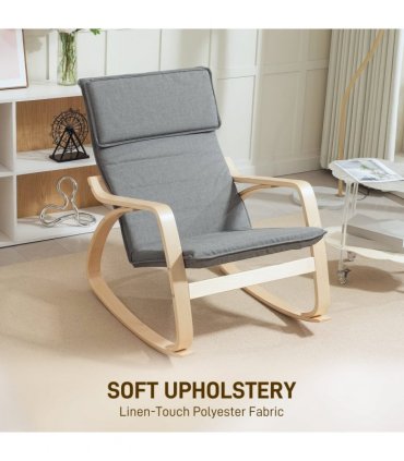 HOMCOM Comfortable Relax Rocking Chair with High Back, Grey
