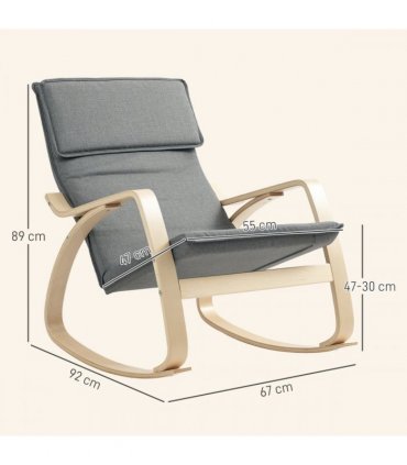 HOMCOM Comfortable Relax Rocking Chair with High Back, Grey
