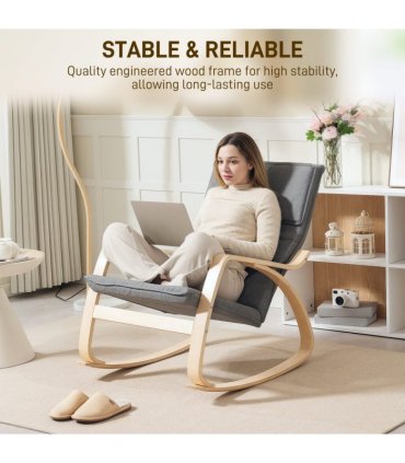 HOMCOM Comfortable Relax Rocking Chair with High Back, Grey