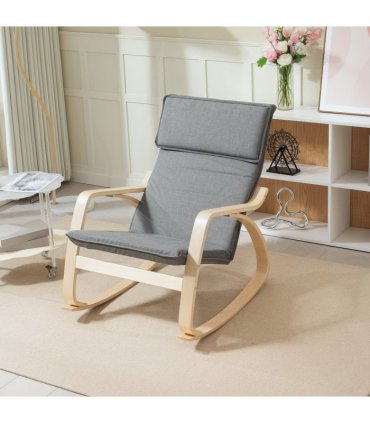 HOMCOM Comfortable Relax Rocking Chair with High Back, Grey