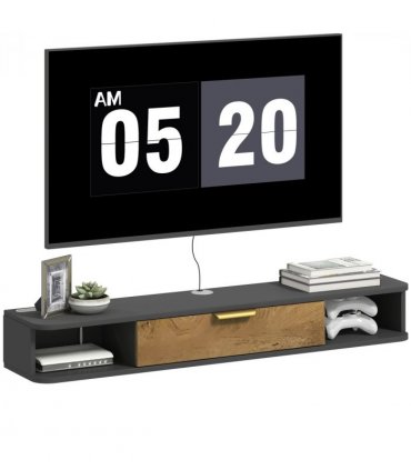 HOMCOM 120 cm Floating TV Unit with Storage Entertainment Media Console Grey