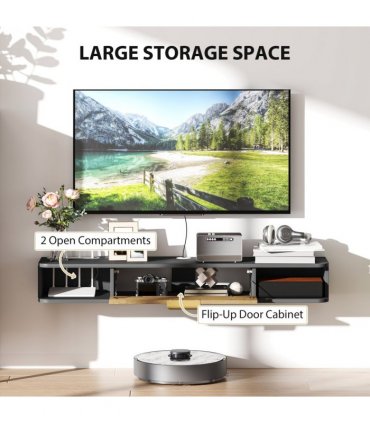 HOMCOM 120 cm Floating TV Unit with Storage Entertainment Media Console Grey