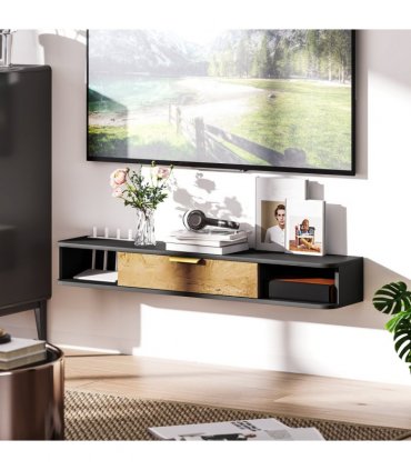 HOMCOM 120 cm Floating TV Unit with Storage Entertainment Media Console Grey