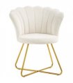 HOMCOM Accent Chair, Velvet Armchair with Lotus Backrest, Steel Legs, Cream