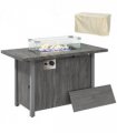 Outsunny Gas Fire Pit Table with 50,000 BTU Burner, Cover, Dark Grey
