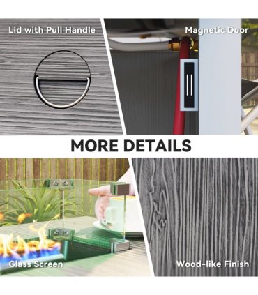 Outsunny Gas Fire Pit Table with 50,000 BTU Burner, Cover, Dark Grey