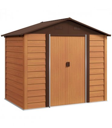 Outsunny 7.7x6.4ft Garden Shed, Tool Storage Sliding Door Wood Effect