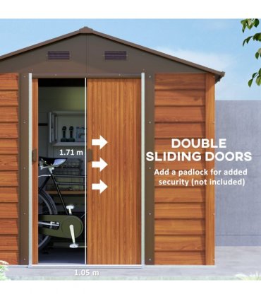 Outsunny 7.7x6.4ft Garden Shed, Tool Storage Sliding Door Wood Effect