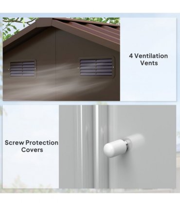 Outsunny 7.7x6.4ft Garden Shed, Tool Storage Sliding Door Wood Effect