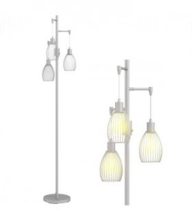HOMCOM Industrial 3-Light Floor Lamp Dimmable Standing Lamp, Silver Tone