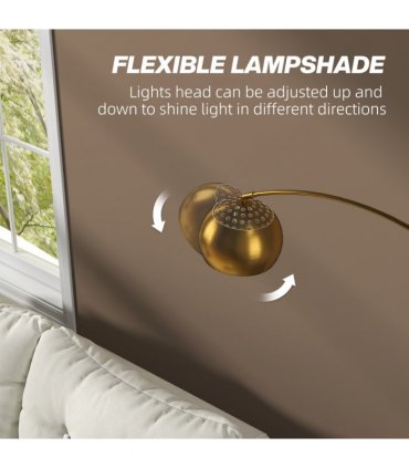 HOMCOM Arc Floor Lamp for Living Room, Free Standing Tall Lamp, Gold Tone