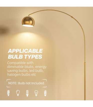 HOMCOM Arc Floor Lamp for Living Room, Free Standing Tall Lamp, Gold Tone