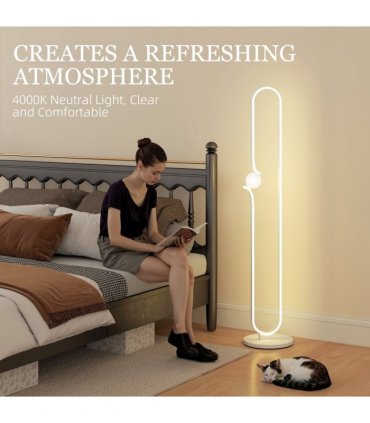 HOMCOM Dimmable LED Floor Lamp with Glass Night Light, Foot Switch, White
