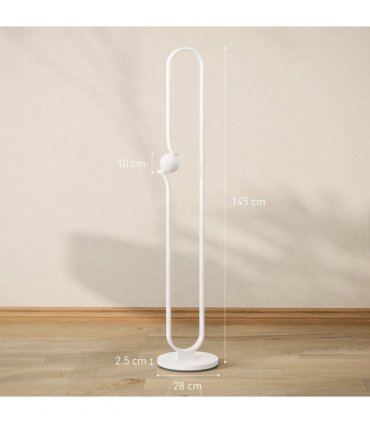 HOMCOM Dimmable LED Floor Lamp with Glass Night Light, Foot Switch, White
