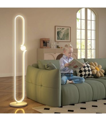 HOMCOM Dimmable LED Floor Lamp with Glass Night Light, Foot Switch, White