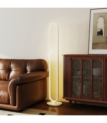 HOMCOM Dimmable LED Floor Lamp with Glass Night Light, Foot Switch, White