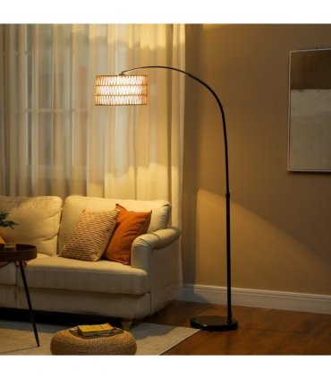 HOMCOM Floor Lamp for Living Room, Standing Lamp with Foot Switch, Black