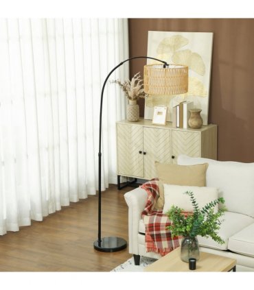 HOMCOM Floor Lamp for Living Room, Standing Lamp with Foot Switch, Black
