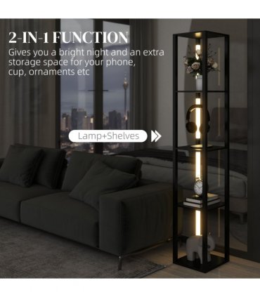 HOMCOM Floor Lamp for Living Room, Standing Lamp with Foot Switch, Black
