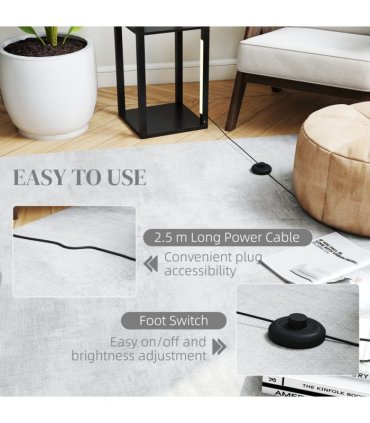 HOMCOM Floor Lamp for Living Room, Standing Lamp with Foot Switch, Black