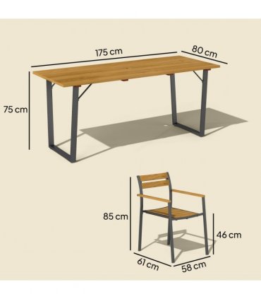 Outsunny 7 Piece Garden Dining Set with Table and 6 Stackable Chairs, Brown