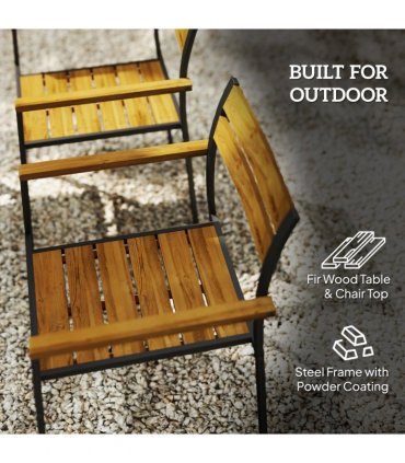 Outsunny 7 Piece Garden Dining Set with Table and 6 Stackable Chairs, Brown