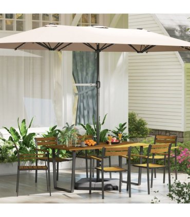 Outsunny 7 Piece Garden Dining Set with Table and 6 Stackable Chairs, Brown