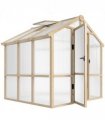 Outsunny 6.6 x 6ft Wooden Polycarbonate Greenhouse with Lockable Door, Brown