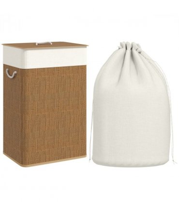 HOMCOM Laundry Hamper with Removable Washable Liner Bag, Brown