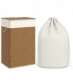 HOMCOM Laundry Hamper with Removable Washable Liner Bag, Brown