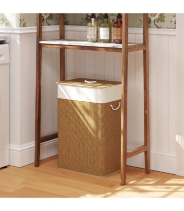 HOMCOM Laundry Hamper with Removable Washable Liner Bag, Brown
