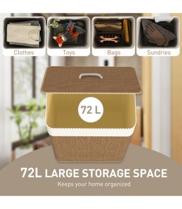 HOMCOM Laundry Hamper with Removable Washable Liner Bag, Brown