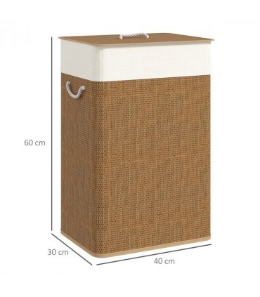 HOMCOM Laundry Hamper with Removable Washable Liner Bag, Brown
